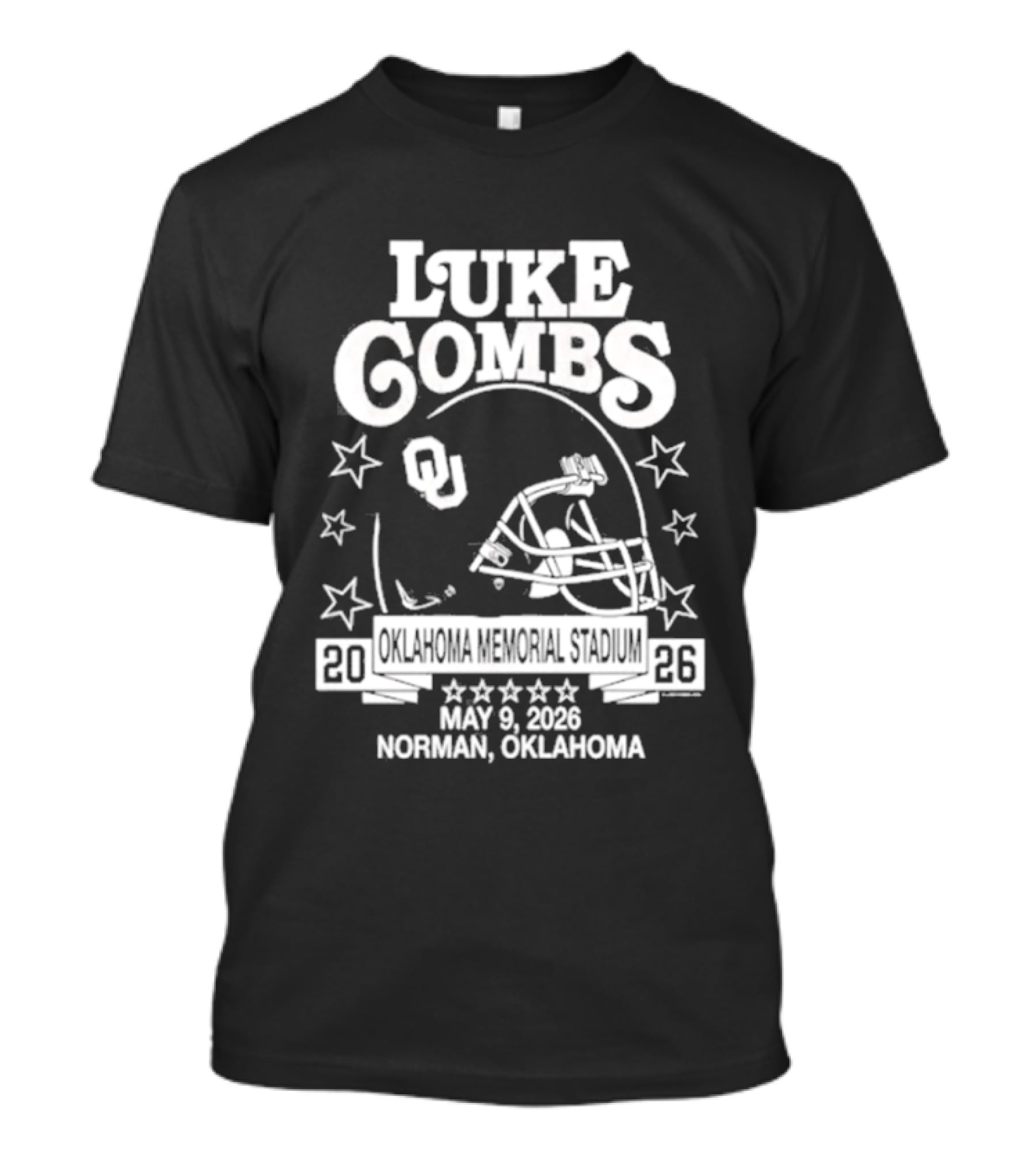 Luke Combs May 9 2026 Norman Oklahoma Football Helmet Stars Concert Event T-Shirt