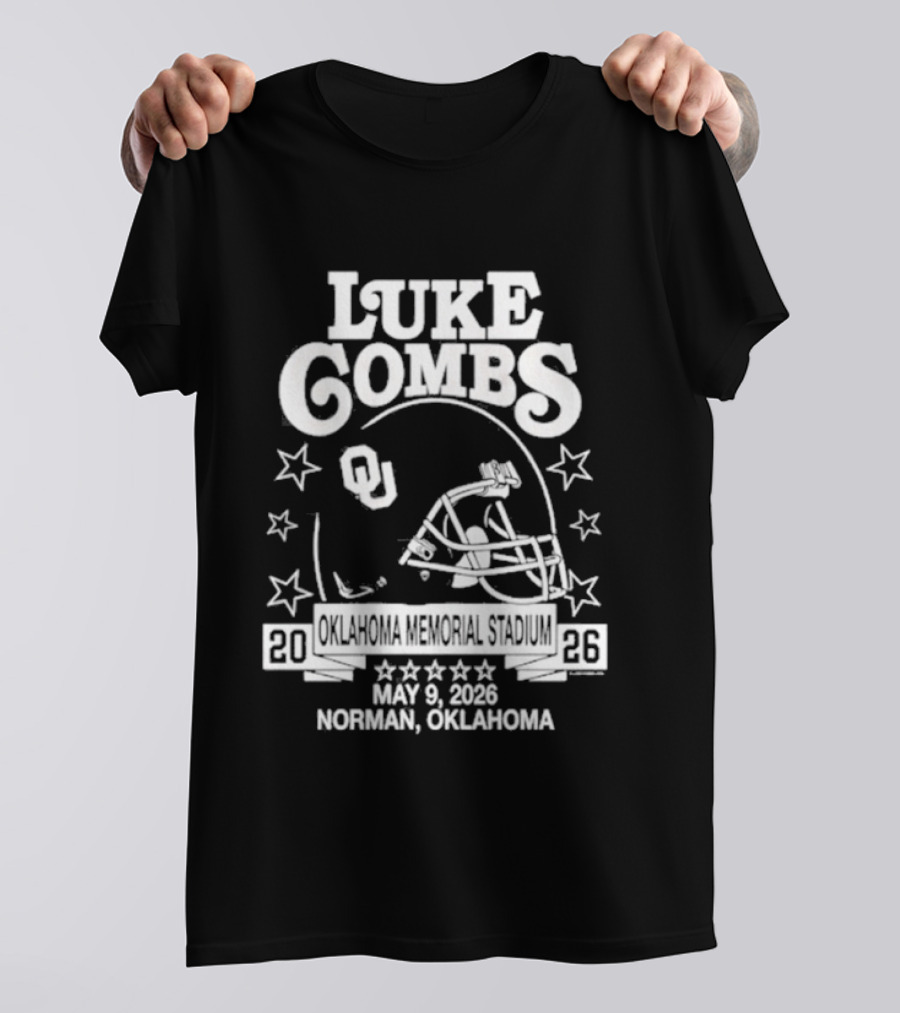 Luke Combs May 9 2026 Norman Oklahoma Football Helmet Stars Concert Event T-Shirt