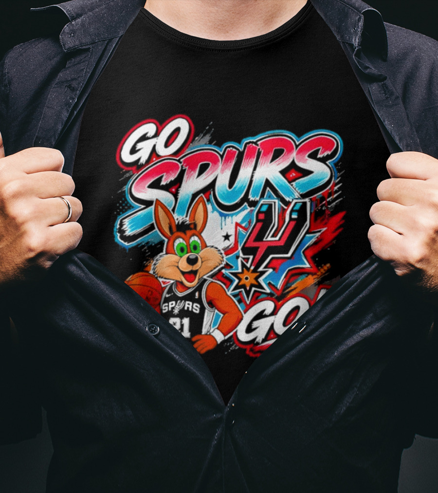 Go Spurs Go Coyote Basketball Team Spirit Graffiti T-Shirt