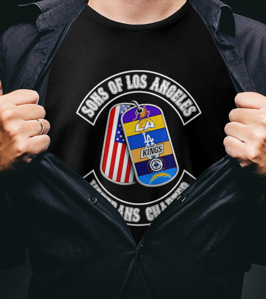 Sons Of Los Angeles Veterans Chapter LA Sports Dog Tags American Flag T-Shirt