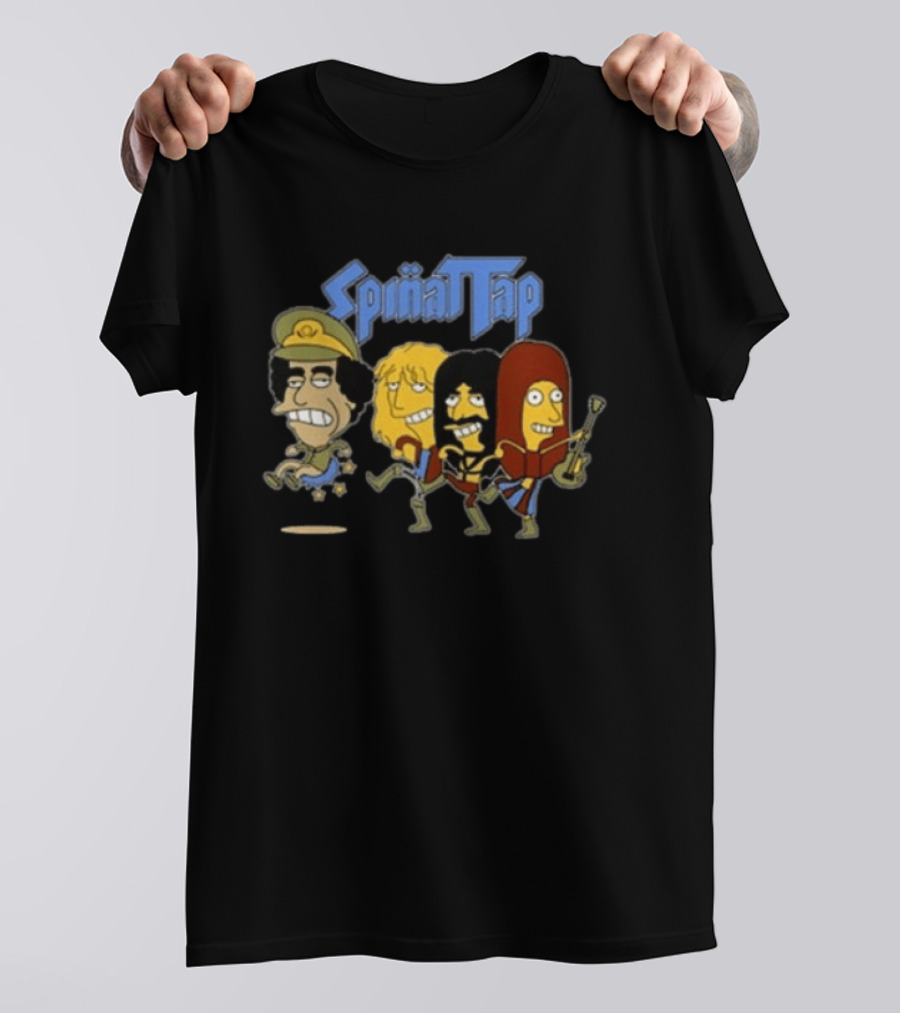 Spinattap 1992 World Tour London Paris Munich Springfield Gaddafi Cartoon Characters T-Shirt
