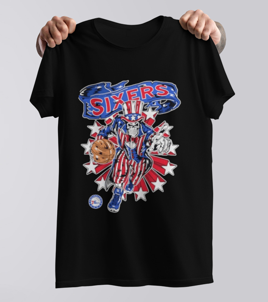 Philadelphia 76ers Warren Lotas Stars And Stripes Uncle Sam Basketball T-Shirt