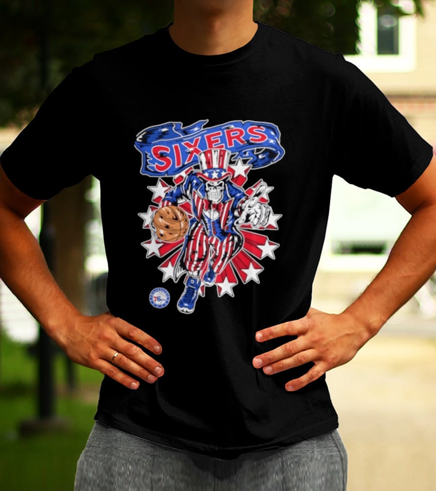 Philadelphia 76ers Warren Lotas Stars And Stripes Uncle Sam Basketball T-Shirt
