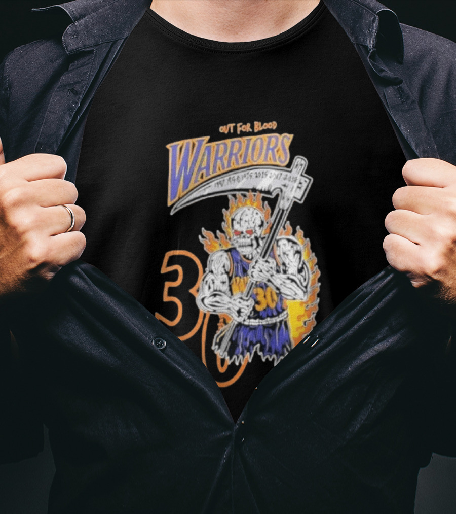 Stephen Curry 30 Golden State Warriors Out For Blood Warren Lotas Iconic Skull T-Shirt