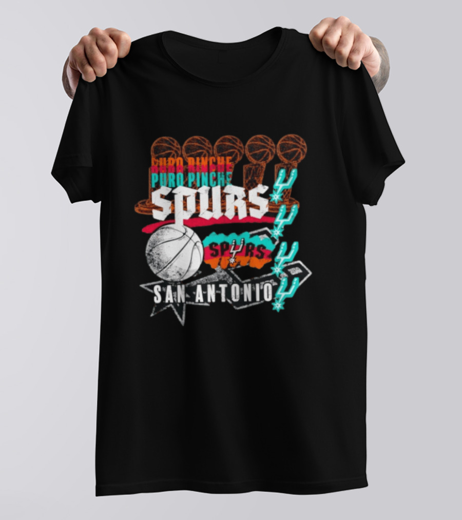 San Antonio Spurs Puro Pinche Basketball Trophy Icons And 90s T-Shirt