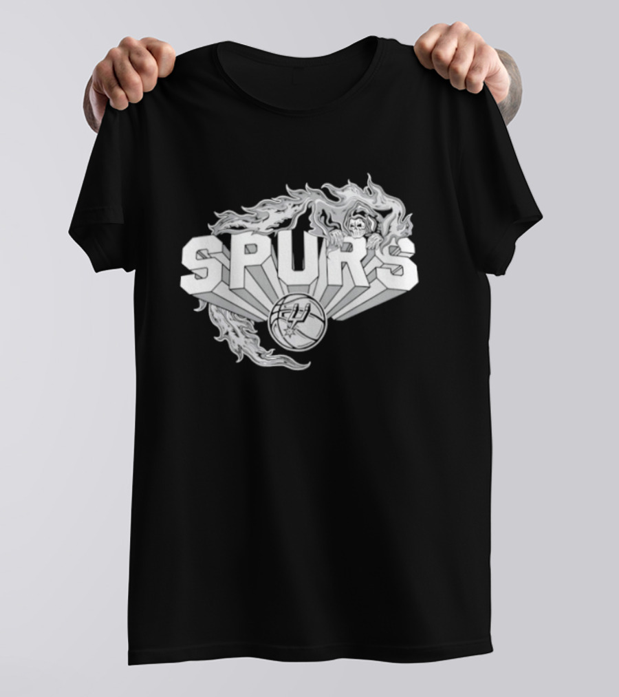 San Antonio Spurs Warren Lotas Flames 2026 Basketball Collaboration T-Shirt