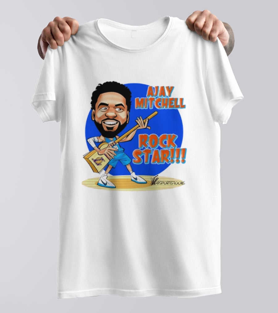 Ajay Mitchell Oklahoma City Thunder Rock Star Basketball Caricature T-Shirt