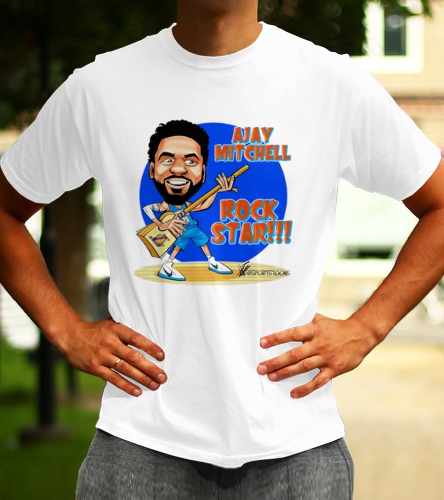 Ajay Mitchell Oklahoma City Thunder Rock Star Basketball Caricature T-Shirt