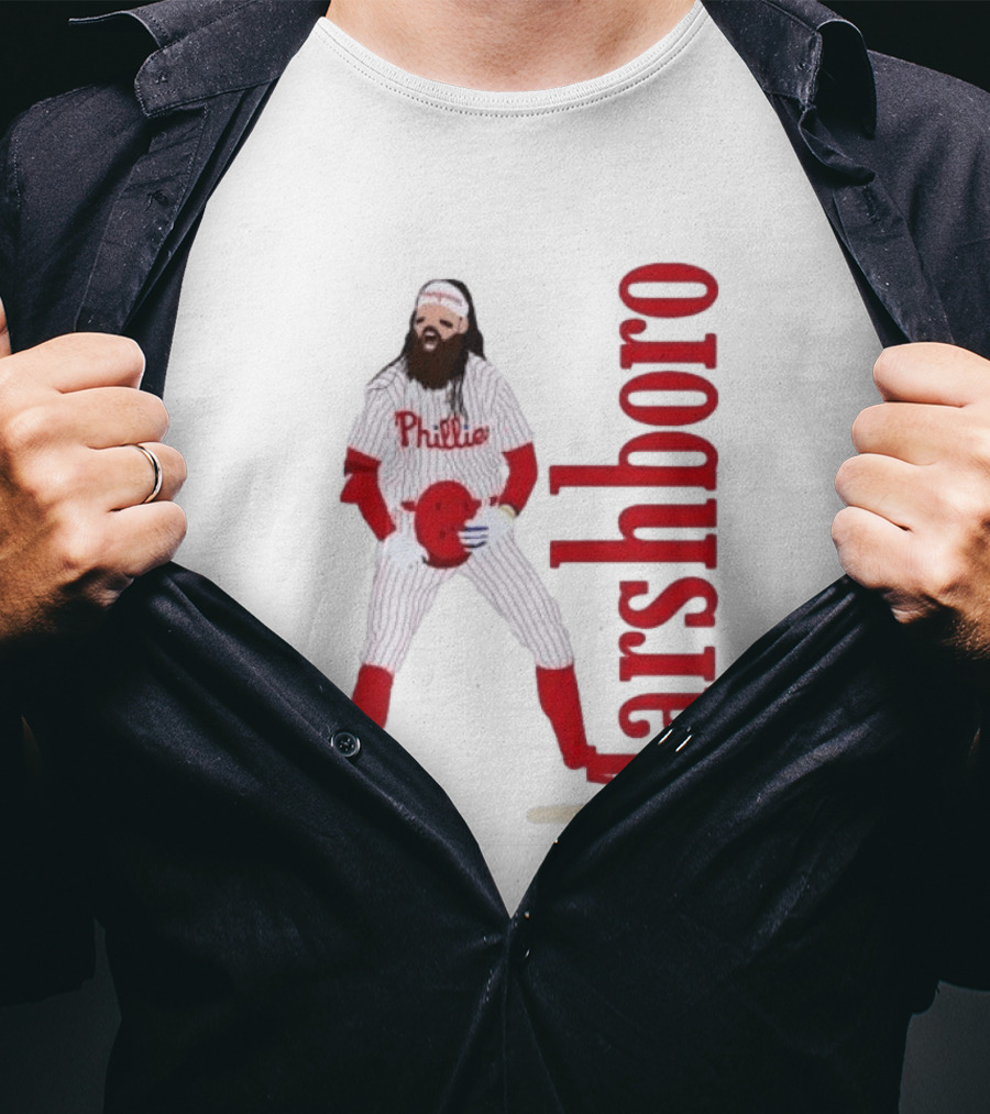 Brandon Marshboro Phillies Player Uniform Red Vertical T-Shirt