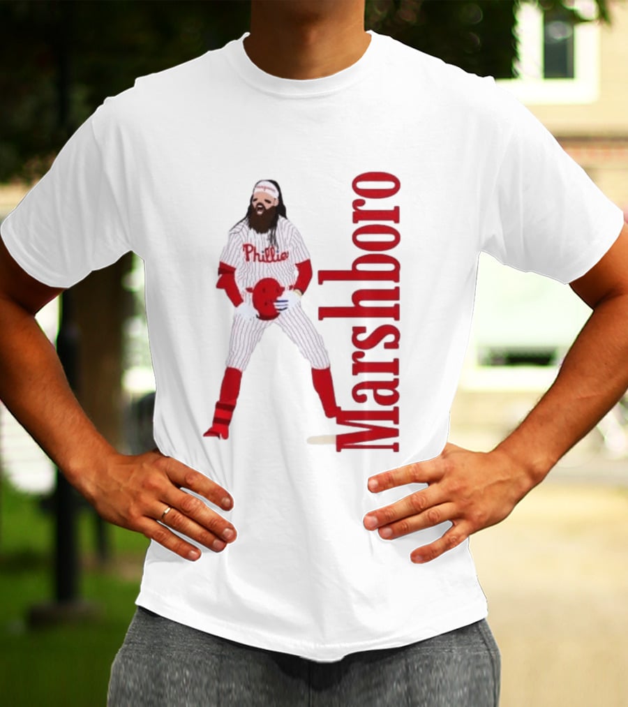 Brandon Marshboro Phillies Player Uniform Red Vertical T-Shirt