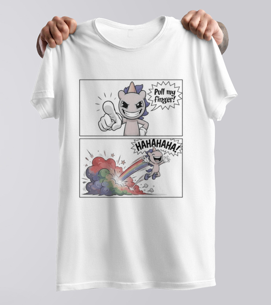 Dusty Unicorn Pull My Finger Rainbow Fart Dust T-Shirt