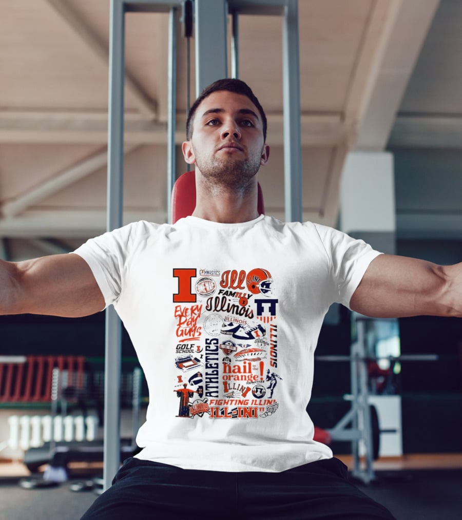 Illinois Fighting Illini Athletics Symbols Illini Orange Blue Football Basketball Golf Illini Till I Die T-Shirt