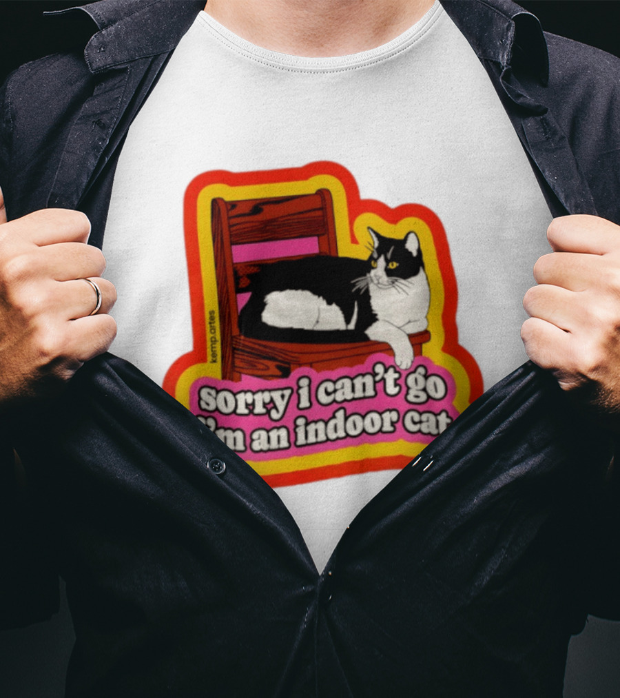 Indoor Cat Humor Sorry I Can't Go Vintage Feline Vibes T-Shirt