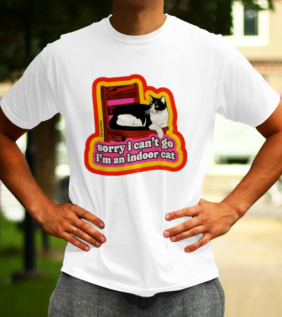 Indoor Cat Humor Sorry I Can't Go Vintage Feline Vibes T-Shirt