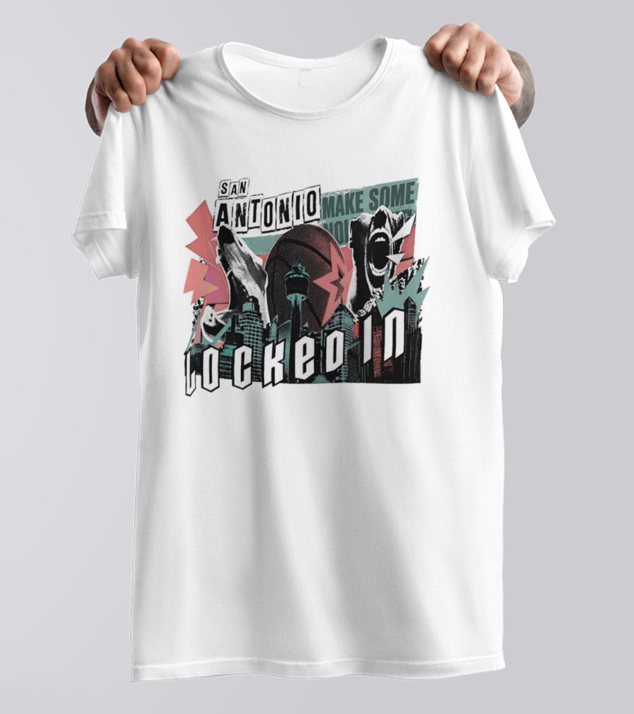 San Antonio Spurs Locked In 2026 Skyline City NBA Make Some Noise T-Shirt