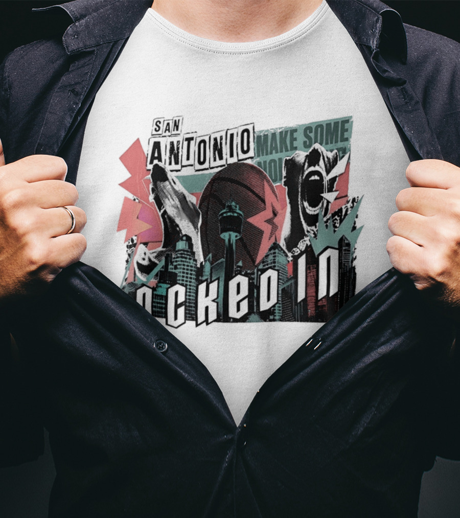 San Antonio Spurs Locked In 2026 Skyline City NBA Make Some Noise T-Shirt