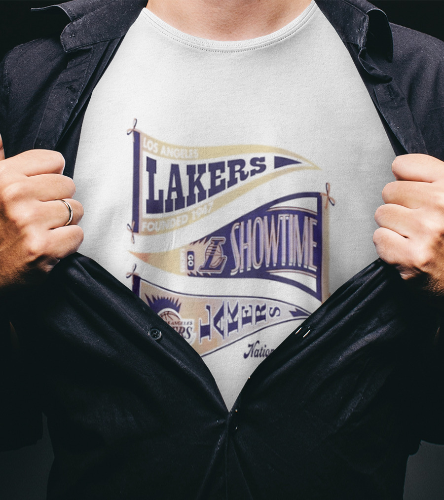 Lakers Showtime Banners Los Angeles Basketball Association T-Shirt
