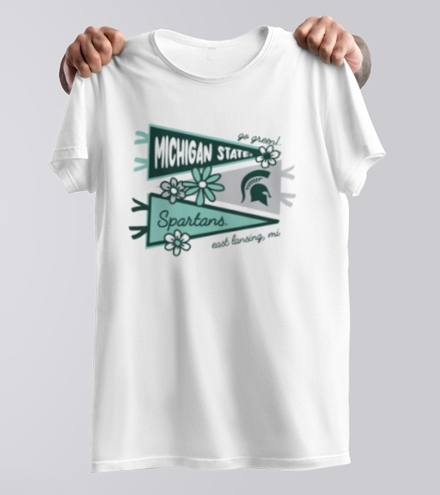 Michigan State Spartans Pennant East Lansing MI Flowers T-Shirt