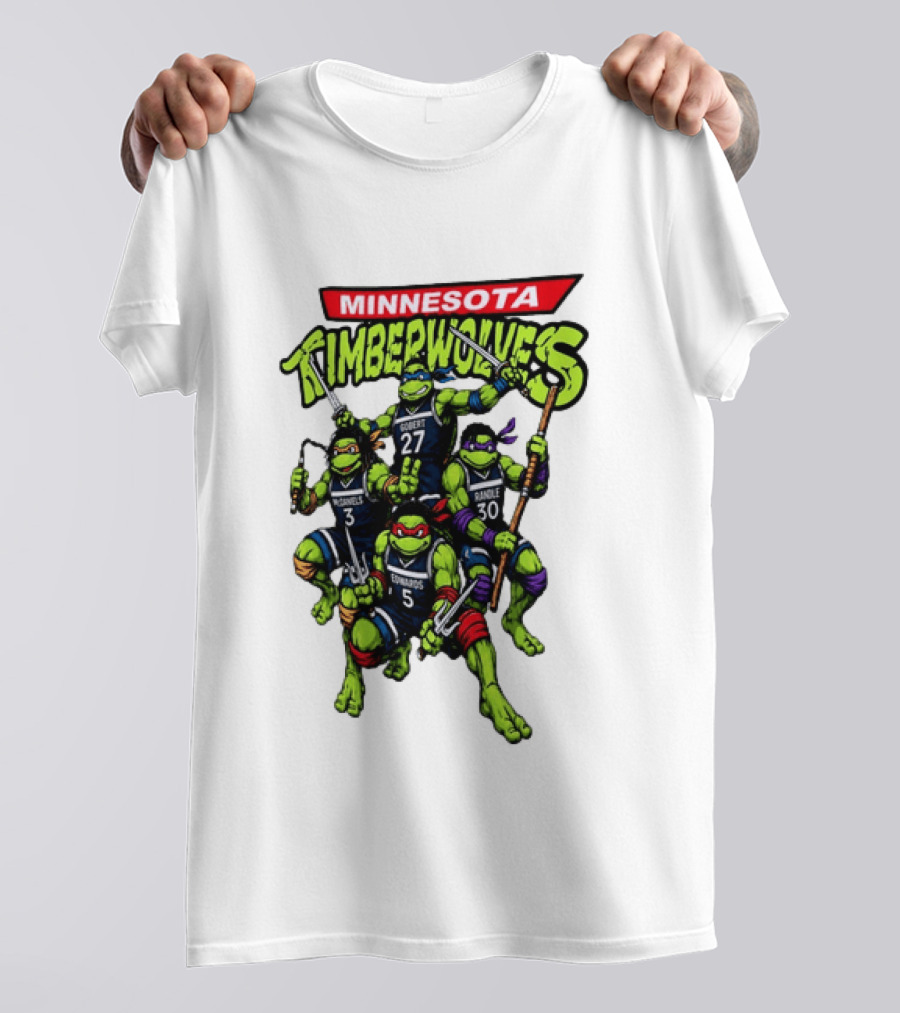 Minnesota Timberwolves Ninja Turtles Crossover Edwards Gobert Randle McDaniels T-Shirt
