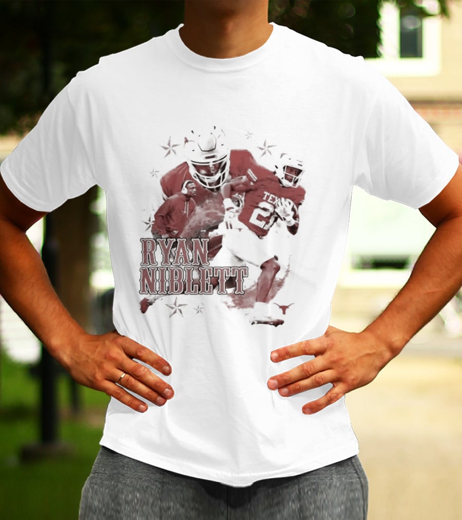 Texas Longhorns NCAA Football Ryan Niblett Collage Stars And Athlete Number T-Shirt