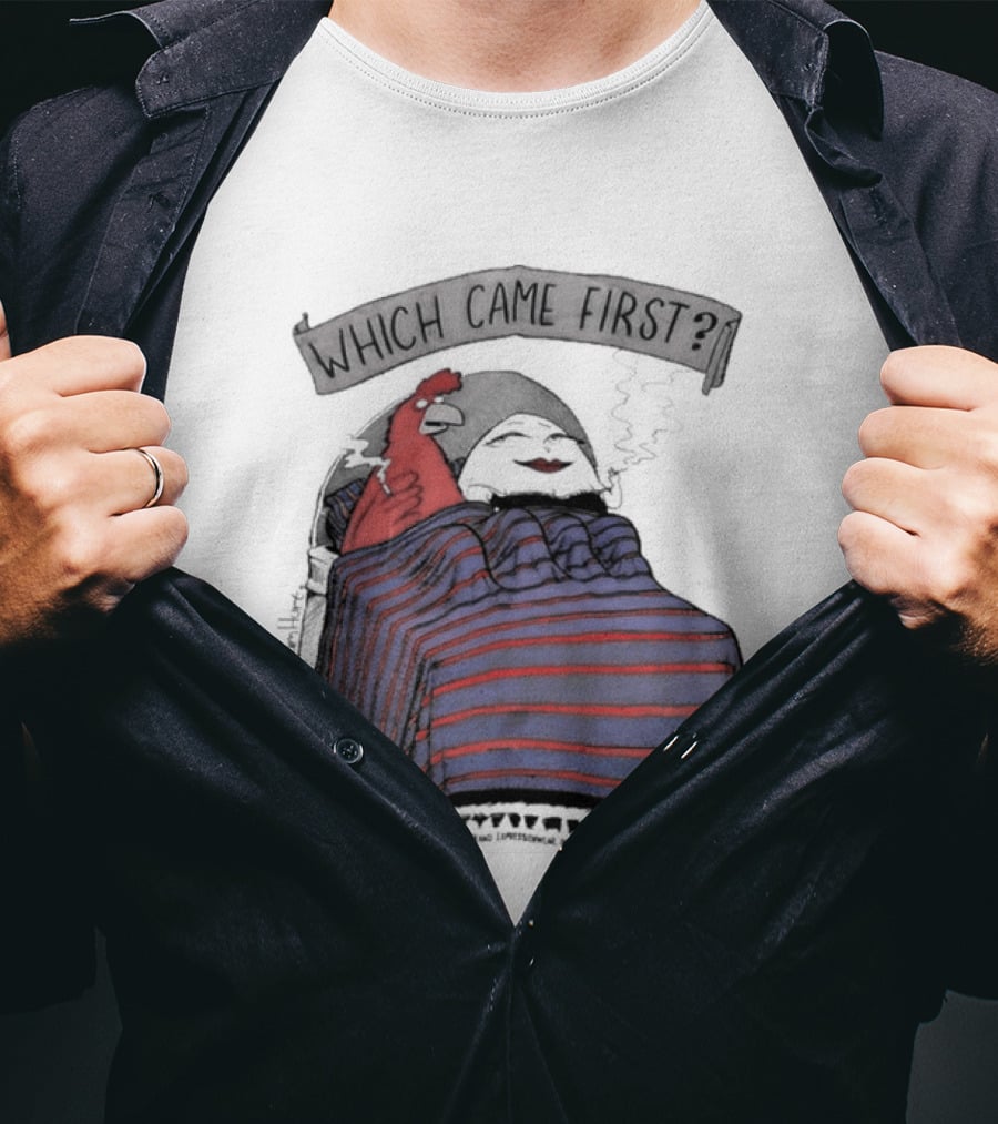 Which Came First The Chicken Or The Egg Striped Bed Scene T-Shirt