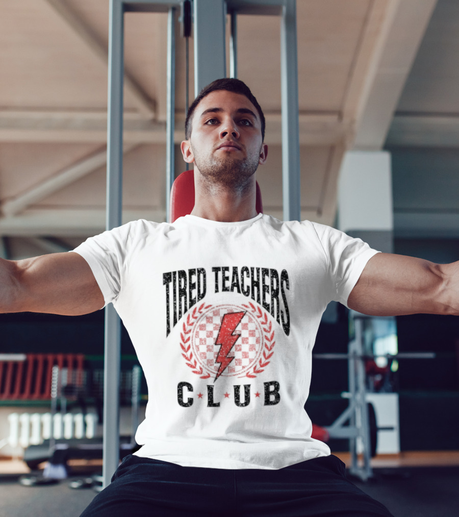 Tired Teachers Club Lightning Bolt Laurel Wreath T-Shirt