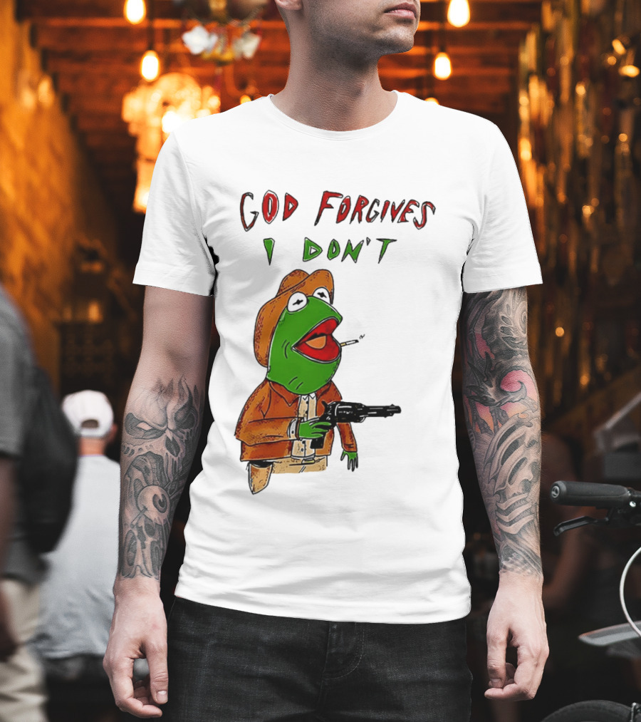 Yeehaw Kermit God Forgives I Don't Cowboy Humor T-Shirt