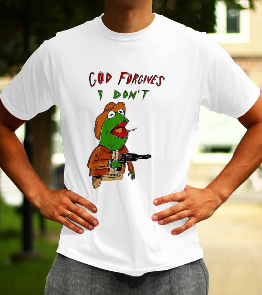 Yeehaw Kermit God Forgives I Don't Cowboy Humor T-Shirt