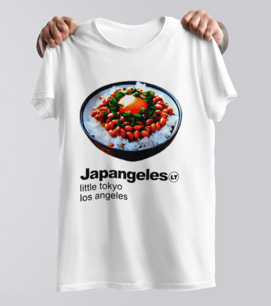 Japangeles Little Tokyo Los Angeles Natto Gohan Bowl With Egg And Scallions T-Shirt