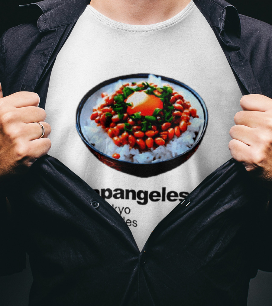 Japangeles Little Tokyo Los Angeles Natto Gohan Bowl With Egg And Scallions T-Shirt