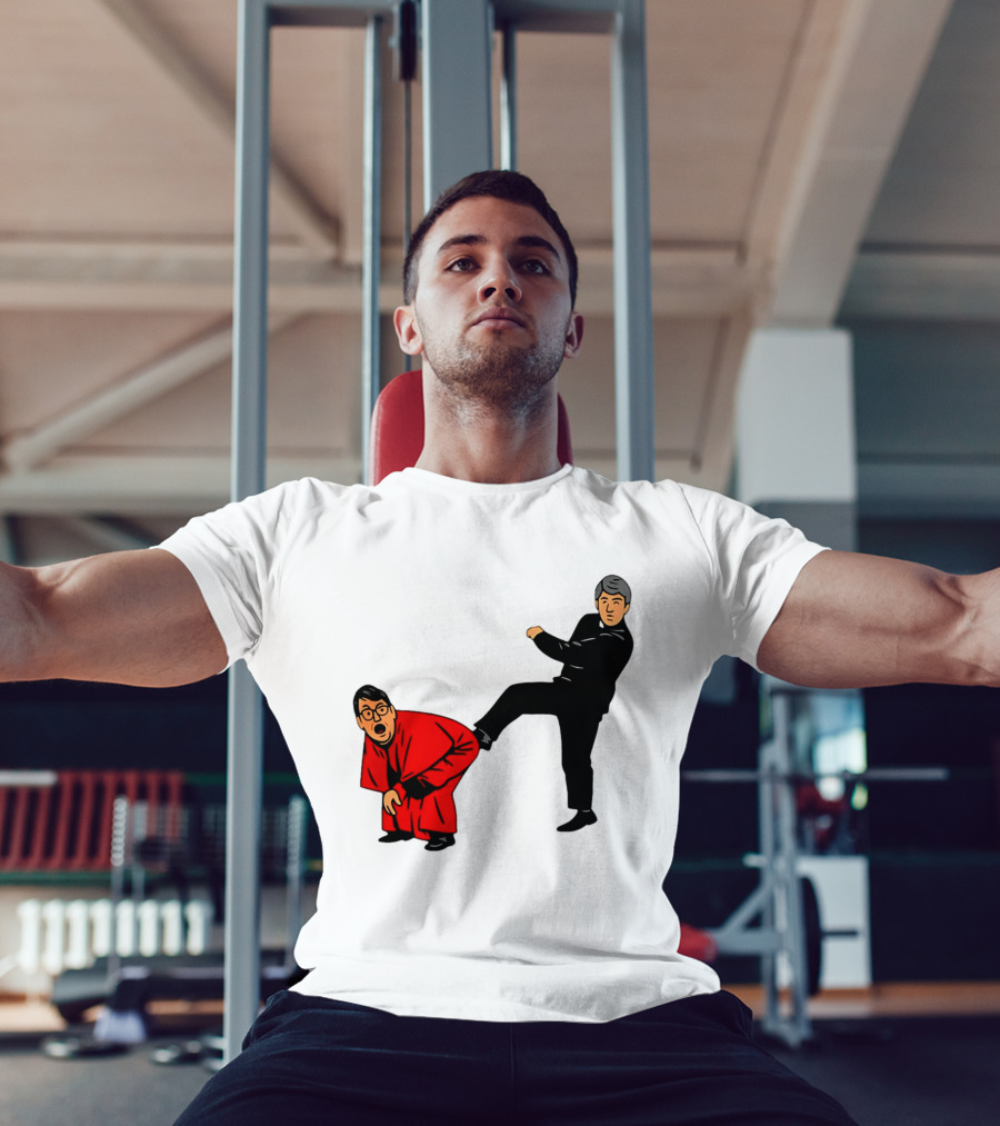 Kicking Random Man Up The Arse Funny Comic Scene T-Shirt