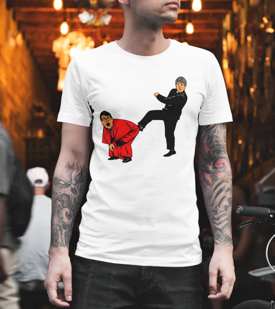 Kicking Random Man Up The Arse Funny Comic Scene T-Shirt
