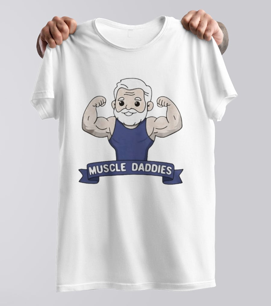 Muscle Daddies Muscular Cartoon Old Man Flexing T-Shirt