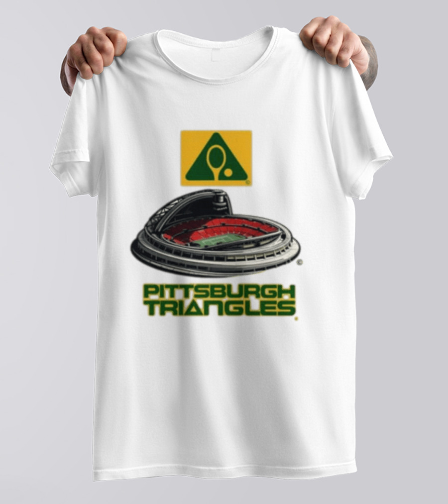 Pittsburgh Triangles Tennis Stadium With Tennis Racket T-Shirt