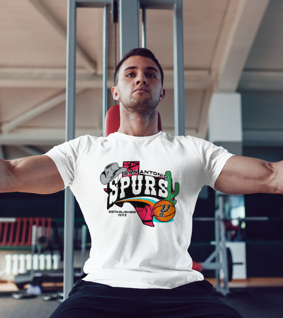 San Antonio Spurs 1973 Cactus Texas Basketball Cowboy Hat T-Shirt
