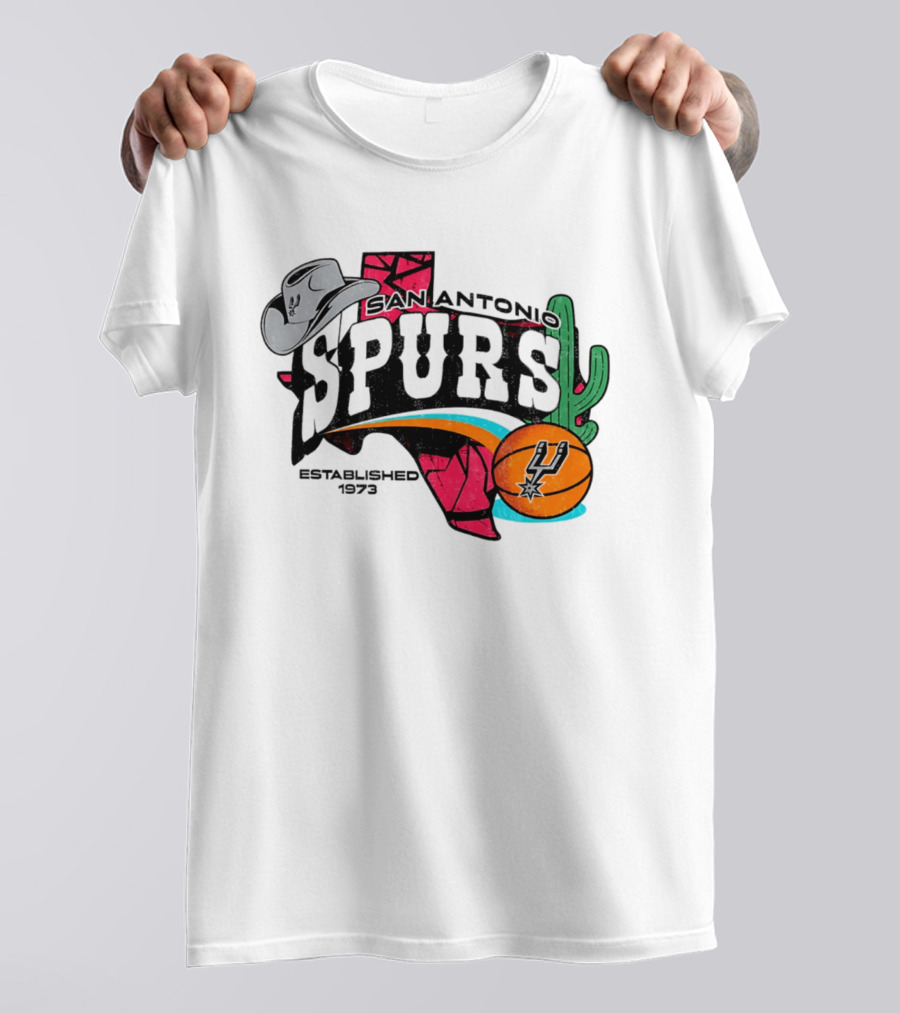San Antonio Spurs 1973 Cactus Texas Basketball Cowboy Hat T-Shirt