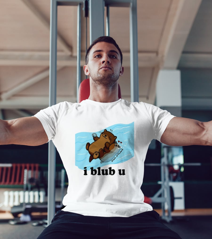 Cute Sea Otters I Blub U Love With Hearts And Shells T-Shirt
