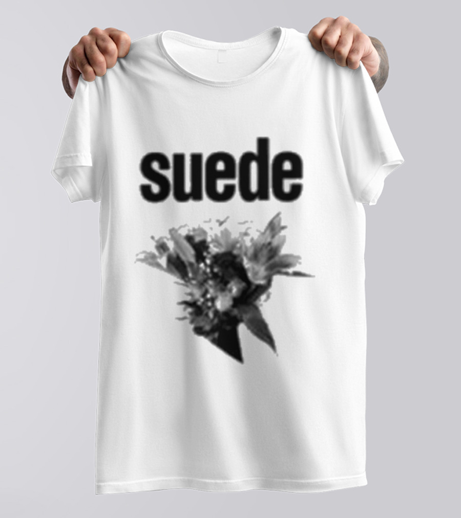 Suede Disintegrate Black And White Floral Explosion T-Shirt