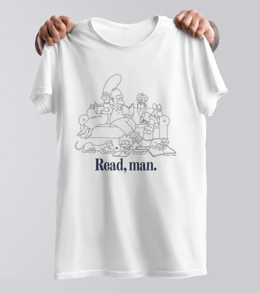 The Simpsons Read Man Family Couch Pose Reading Books T-Shirt