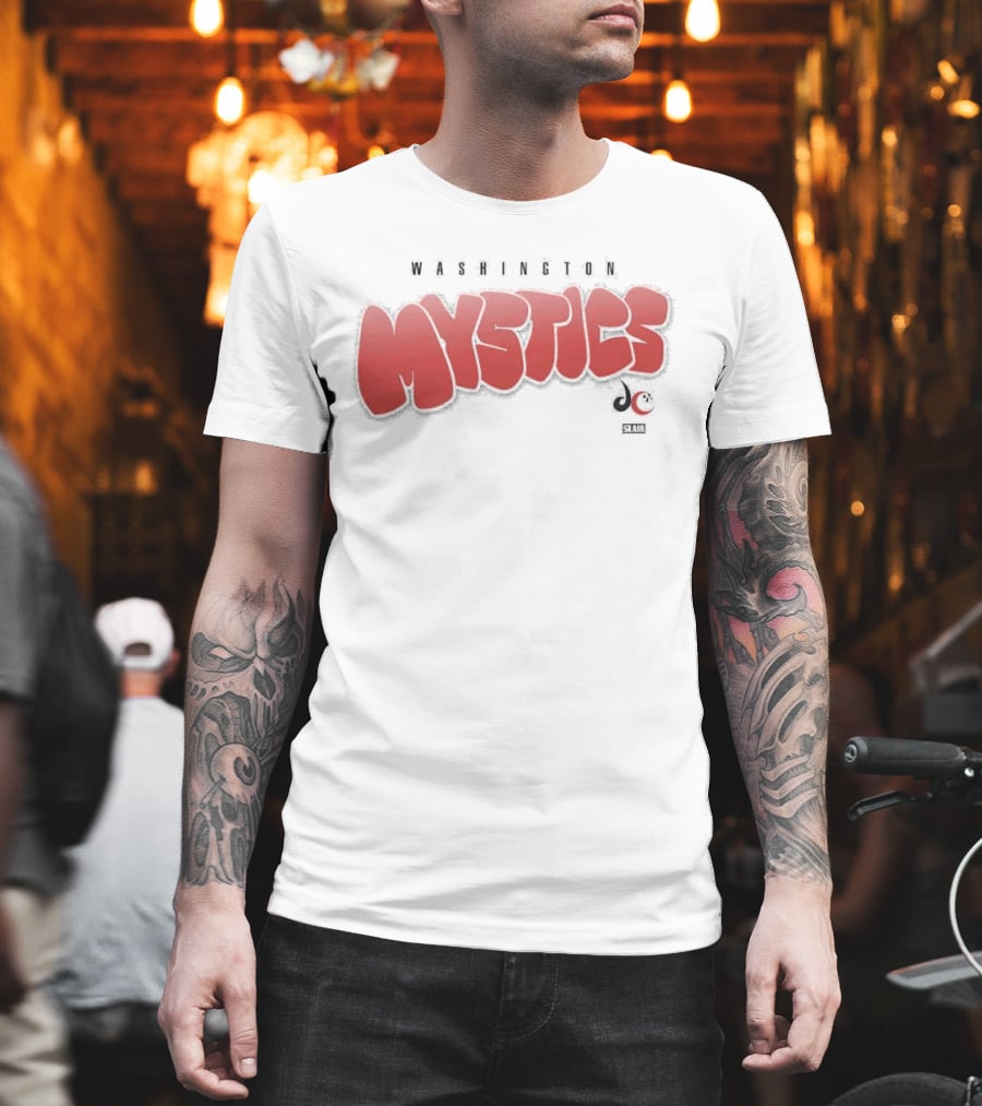 Washington Mystics Bubble Script Crop Mystics Basketball T-Shirt