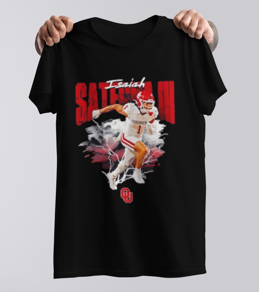 Oklahoma Sooners Isaiah Sategna III Lightning Burst Action T-Shirt