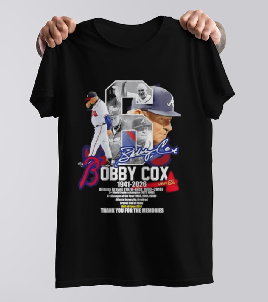 Bobby Cox Atlanta Braves Manager 1941 2026 Thank You For The Memories T-Shirt