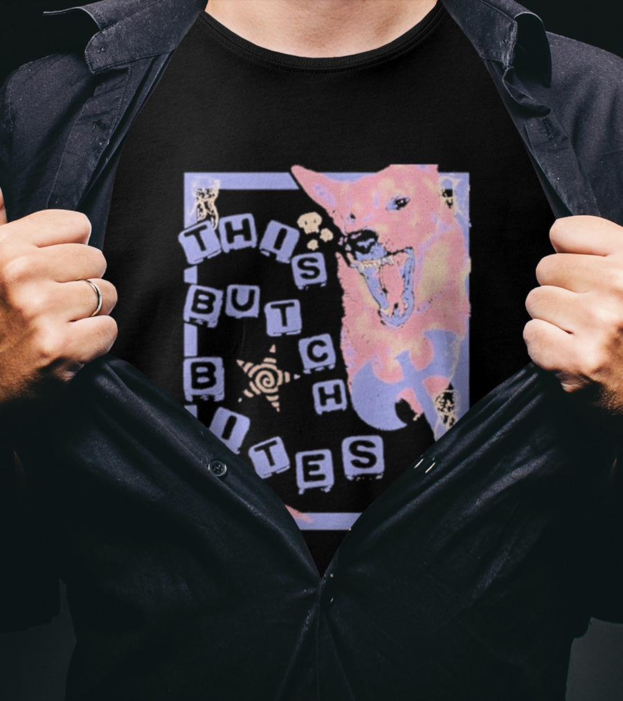 This Butch Bites Dog Retro Vibe Scissors And Blocks T-Shirt