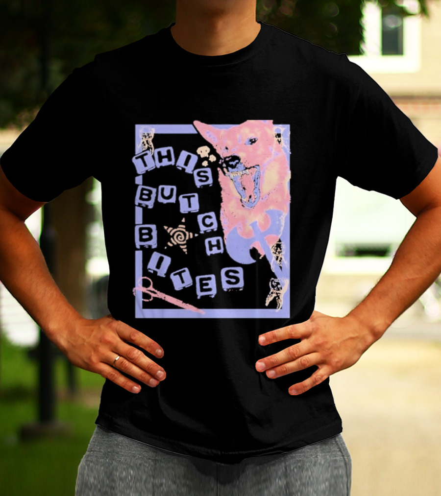 This Butch Bites Dog Retro Vibe Scissors And Blocks T-Shirt