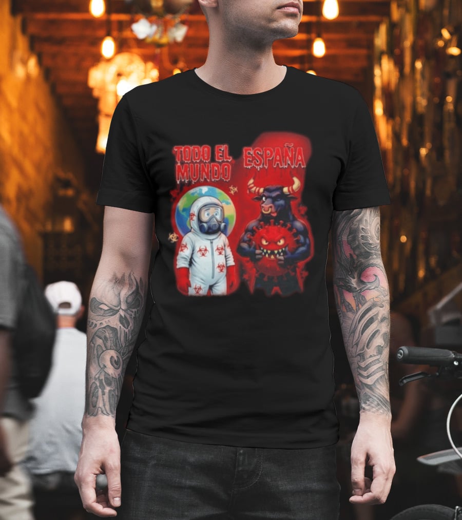 Todo El Mundo España Hantavirus 2026 Hazmat Bull And Virus T-Shirt