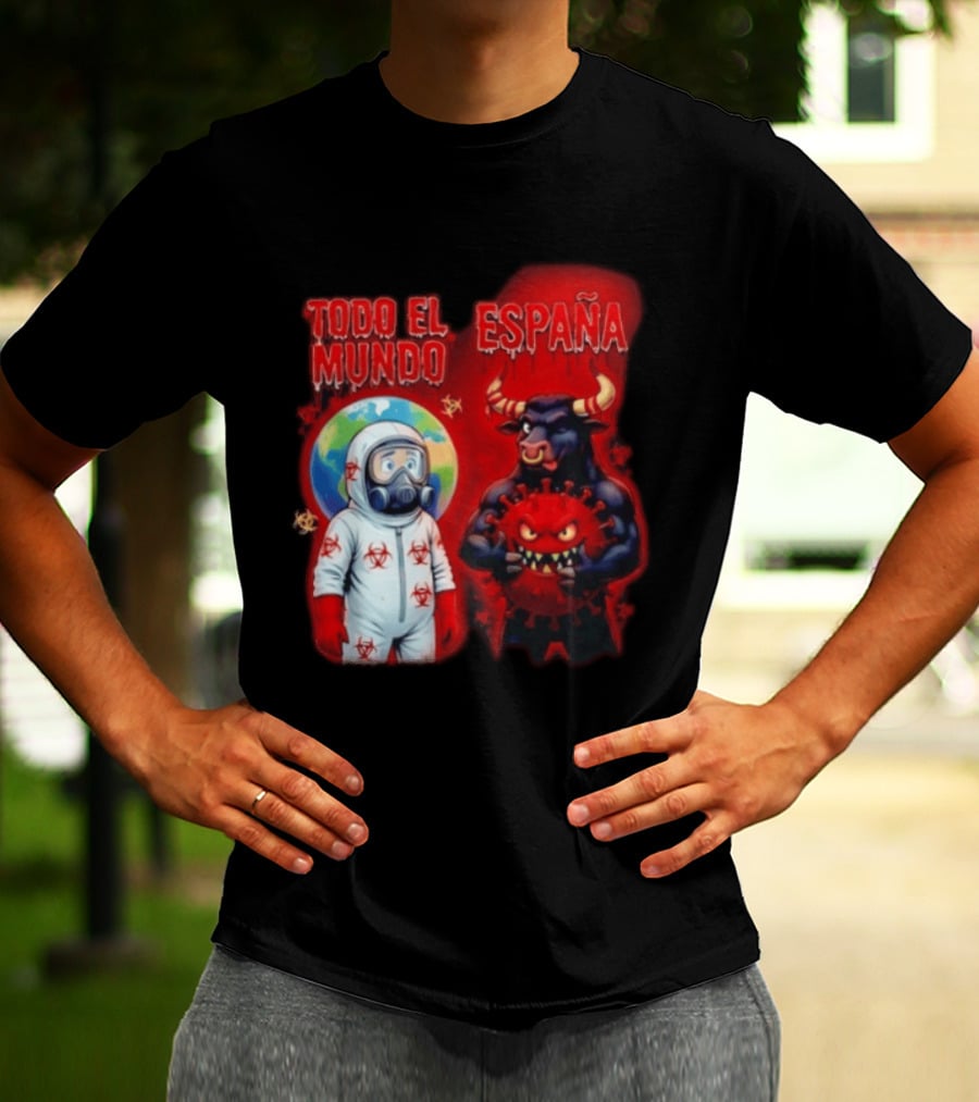 Todo El Mundo España Hantavirus 2026 Hazmat Bull And Virus T-Shirt