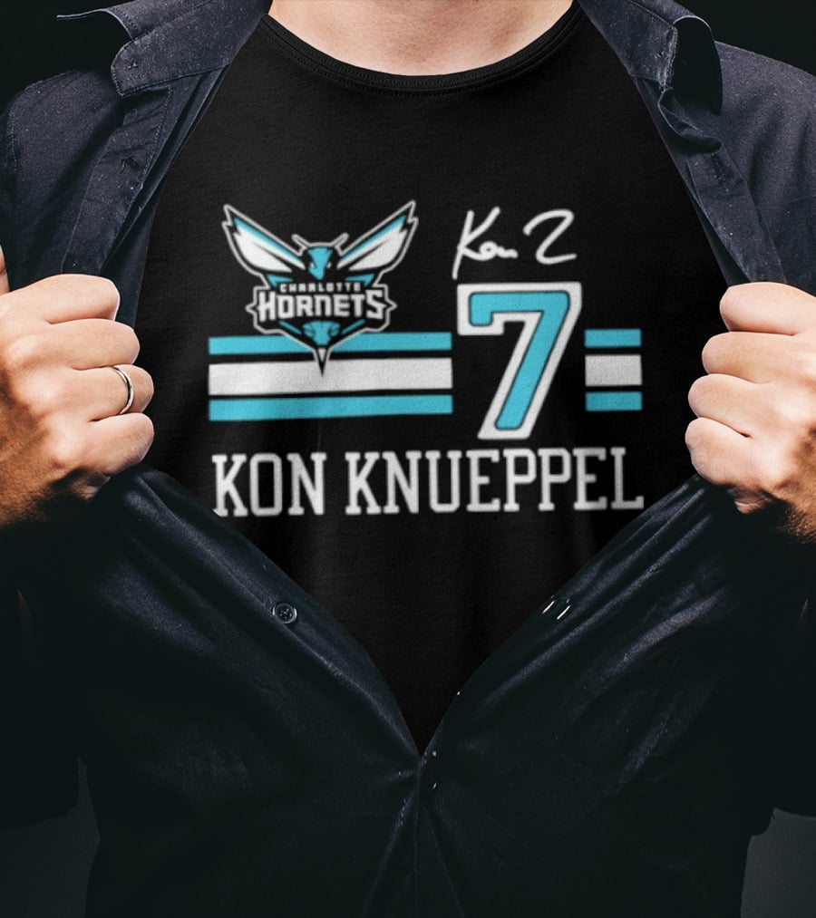 Kon Knueppel Charlotte Hornets 7 NBA 2026 Autographed T-Shirt
