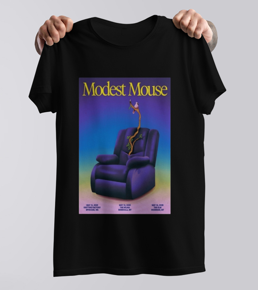 Modest Mouse Tour May 2026 Recliner And Tree Bozeman MT The Elm T-Shirt