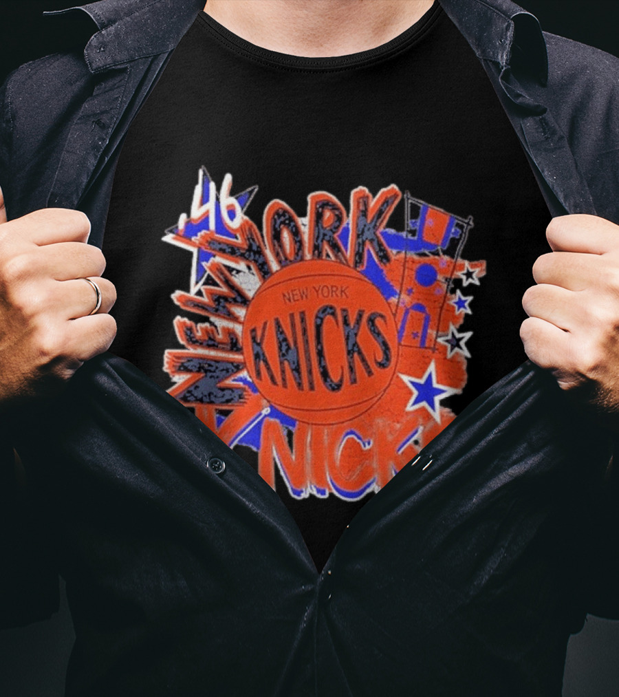 New York Knicks '46 Hardwood Classics Basketball Team Retro Stars T-Shirt