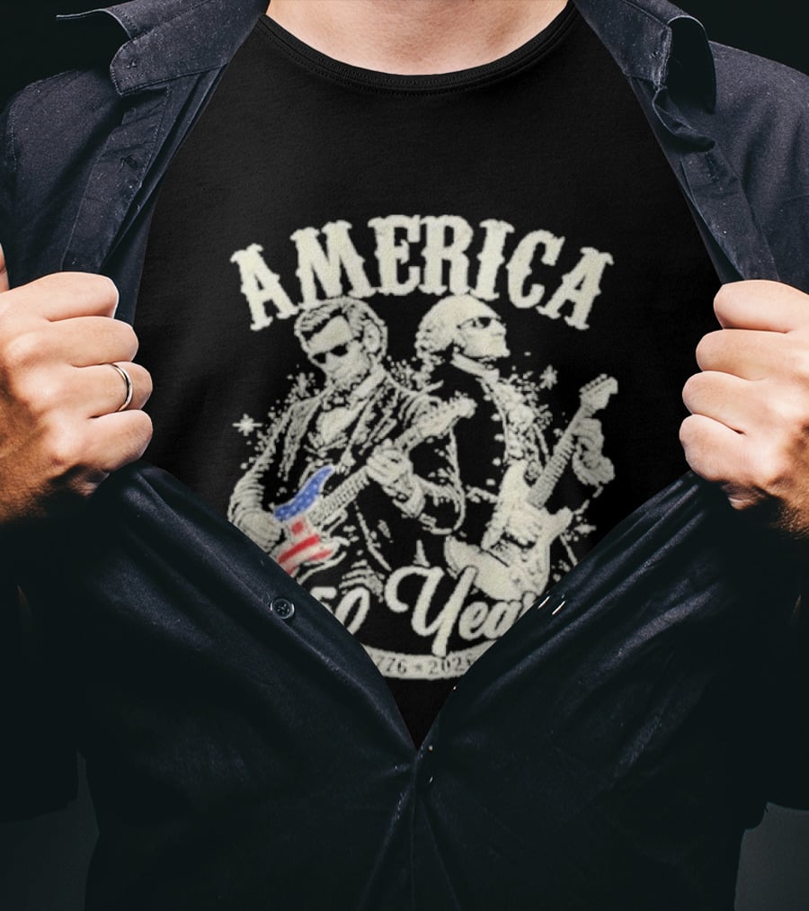 America George Washington Lincoln Playing Guitar 250 Years T-Shirt